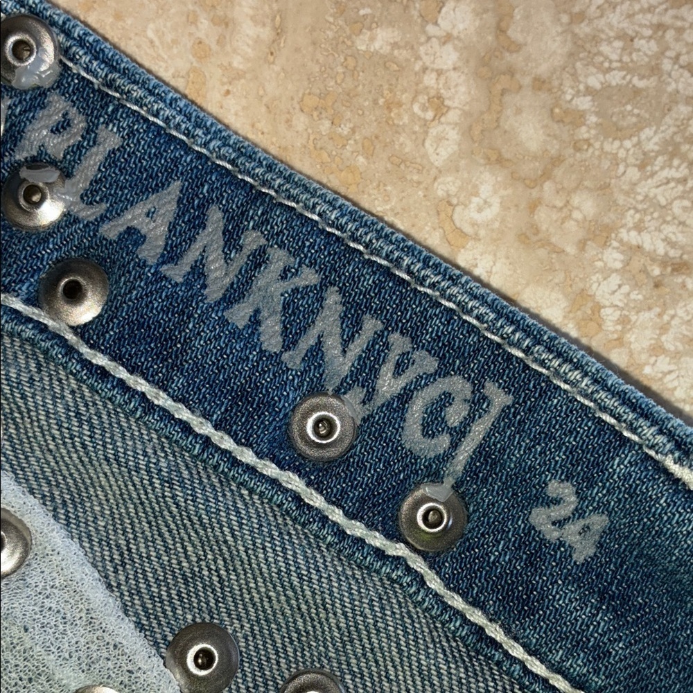 BLANK NYC Jean Shorts, Extreme Studded, Distressed/Destroyed. Vtg.  24 EUC - Picture 10 of 16